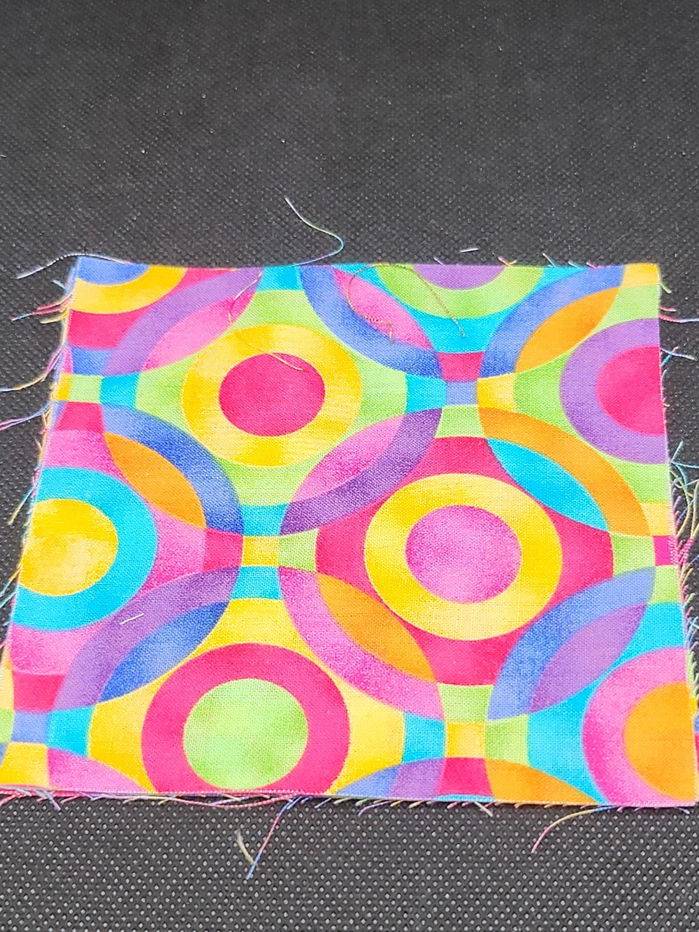 Bright Multi-Color Circle Print 4.75 Inch 4 Pcs Fabric Squares Precut